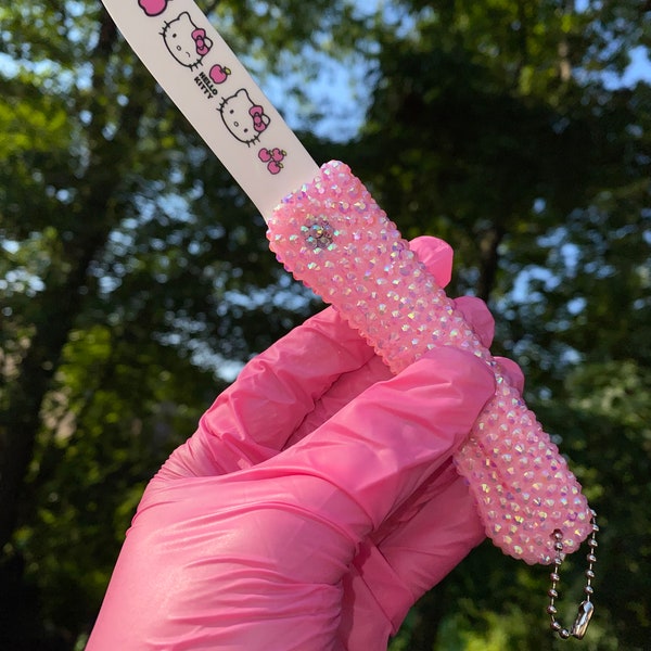 Pink Hello Kitty Pocket Knife Keychain w/ Crystals |Kawaii Sanrio Bling Bedazzled Folding Knife