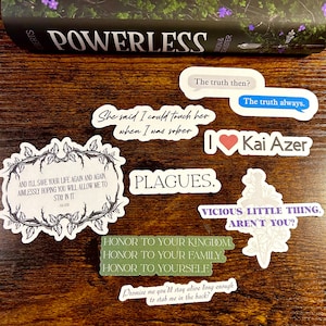 Powerless Stickers | Lauren Roberts | Booktok Stickers | Bookish Stickers | Fantasy Stickers | Gift for Readers | Gift for Book Lovers