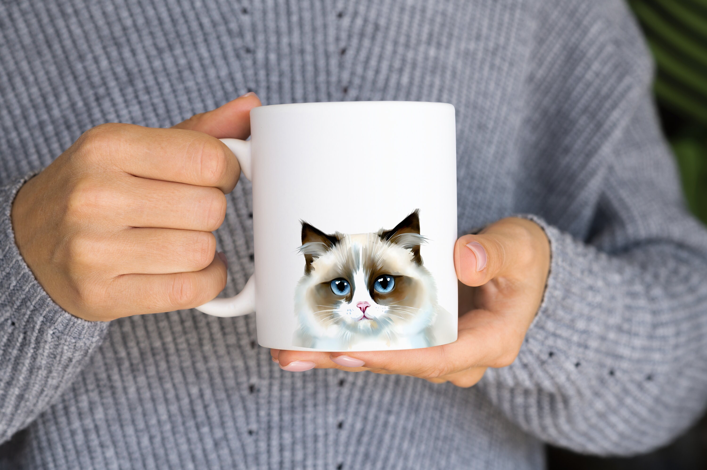 Mug Blanc Avec Illustration De Chat Ragdoll - Céramique, Design Mignon, Niveau D'awesome : Extrême !