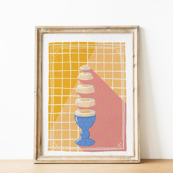 Poster print, Kitchen picture, sliced egg on a stand, abstract image, wall art, Instant download, Printable art, restaurant food