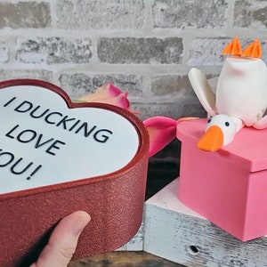 Caja de regalo Flexi Duck Heart / Regalo del Día de San Valentín / I Ducking Love You Note / Impreso en 3D