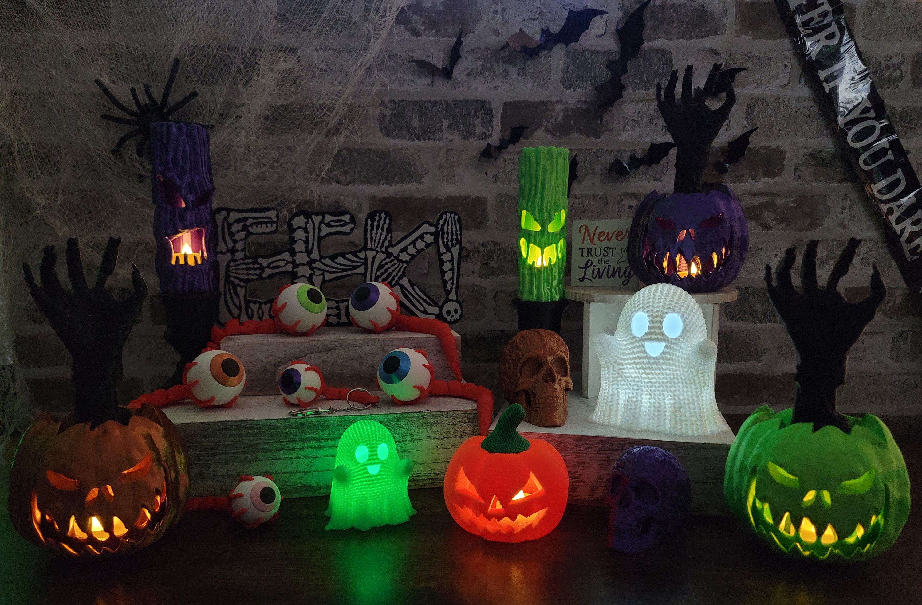 Creepy Candles W/LED Tea Light, Halloween Decor, Spooky Gift, 3D Printed