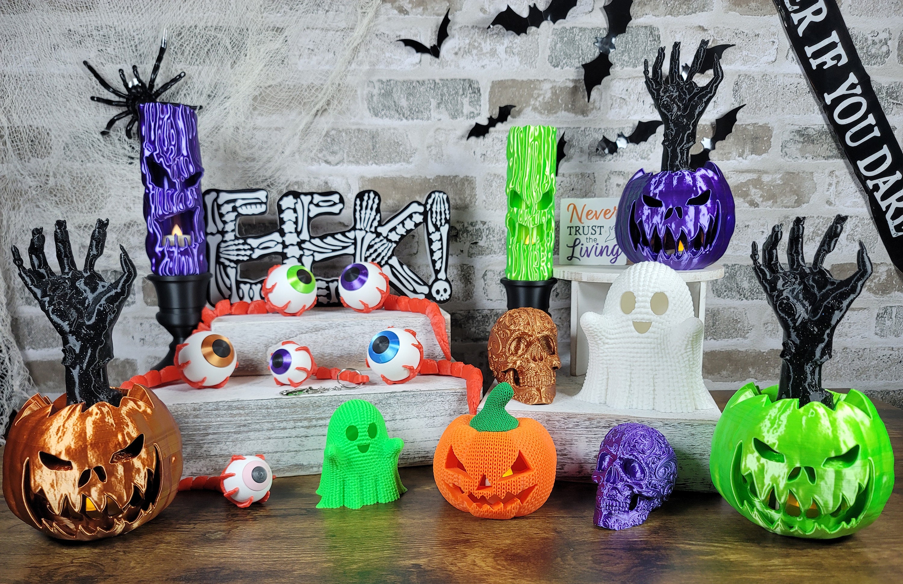 Creepy Candles W/LED Tea Light, Halloween Decor, Spooky Gift, 3D Printed