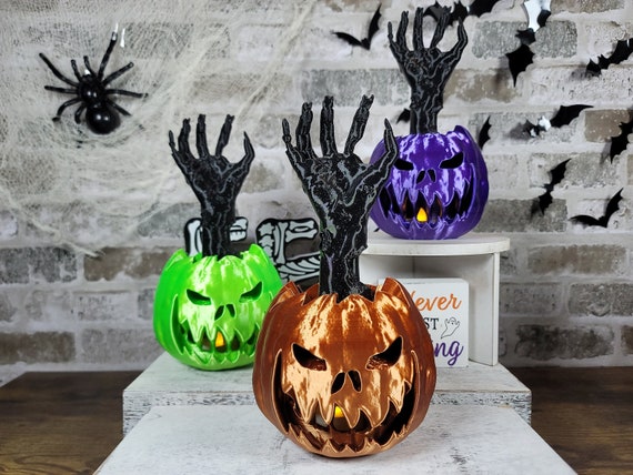 Zombie Hand Jack-o'-lantern | Halloween Decor | Spooky Gift | 3D