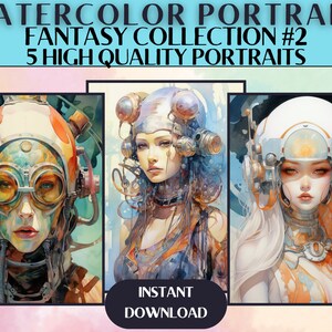 Aquarell Kunst Portraits - Fantasy Collection 2 - Digitaler Download