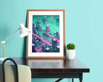 Poster For Game Room Art, Cyberpunk Poster, Digital Wall Art Poster