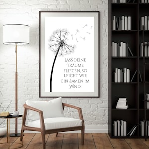 Poster saying dandelion - wall decoration for living room, bedroom, kitchen