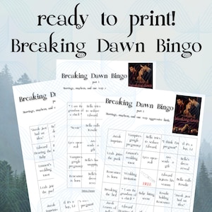 Twilight saga Movie Bingo Breaking dawn pt 1 Printable Game  Fun Party Game, Team Edward vs Jacob Vampire Theme TITSOAK watch party birthday