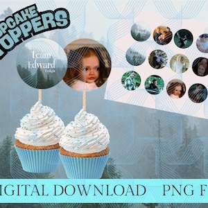 twilight cupcake topper  twilight watch party team Edward team Jacob twilight party decor twilight birthday decor