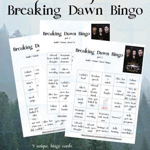 Twilight saga Movie Bingo Printable Game  Fun Party Game, Team Edward vs Jacob Vampire Theme TITSOAK watch party birthday party game part 2
