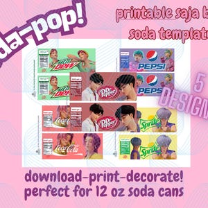 K-POP soda pop wrapper demon hunter party supplies rumi topper saja boys huntrix paty k pop paty BTS watch party decor custom unique print