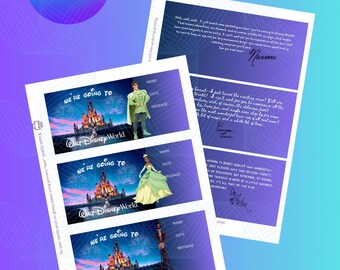 Surprise! We&#39;re Going to Disney Editable Ticket Digital Download personalized surprise disney vacation first trip to disney tiana princess