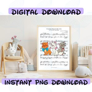 Aristocats Wall Art Aristocats Inspired Sheet Music cat lover cat gift cat decor disney cats disney decor cat nursery decor disney home