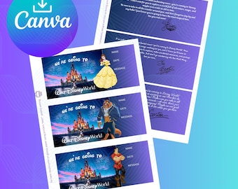 Surprise! We&#39;re Going to Disney Editable Ticket Digital Download personalized surprise disney vacation first trip to disney beauty beast