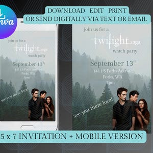 Editable twilight Invitation, Printable twilight Party watch party invitation twilight saga party titsoak rat party custom twilight party