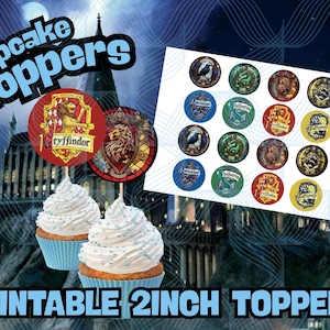 wizard birthday decor Harry themed cupcake topper printable party supplies witch party