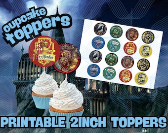 wizard birthday decor Harry themed cupcake topper printable party supplies witch party