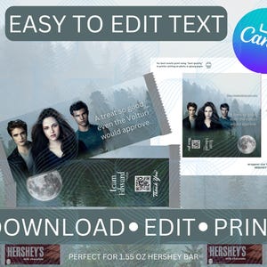 Eclipse Your Cravings: Twilight Chocolate Wrapper Twilight watch party team Edward Team Jacob Twilight Hershey wrapper Twilight birthday