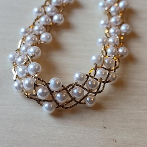 Gargantilla Napier trenzada con perlas de imitación de 43 cm (17 pulgadas), estilo vintage para novias y bodas.