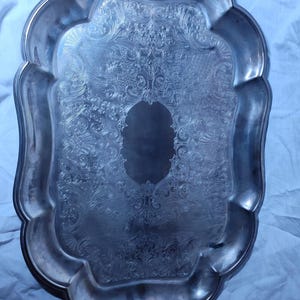 Antique Silverplated Reed and Barton Serving Platter, Butler&#39;s Tray, Silver Buffet Piece, Nicely patterned