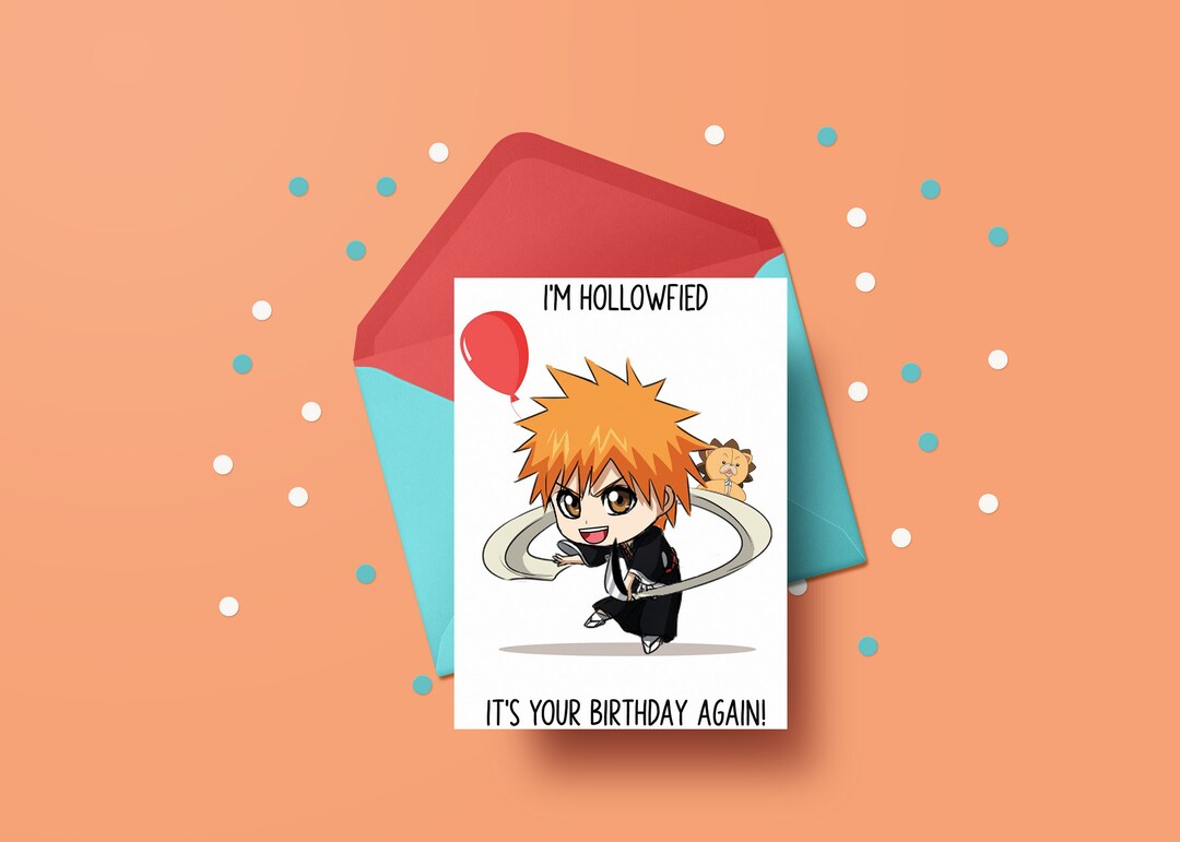 Anime Birthday Card Cute Birthday Card Funny Nerdy Printable Card Card ...