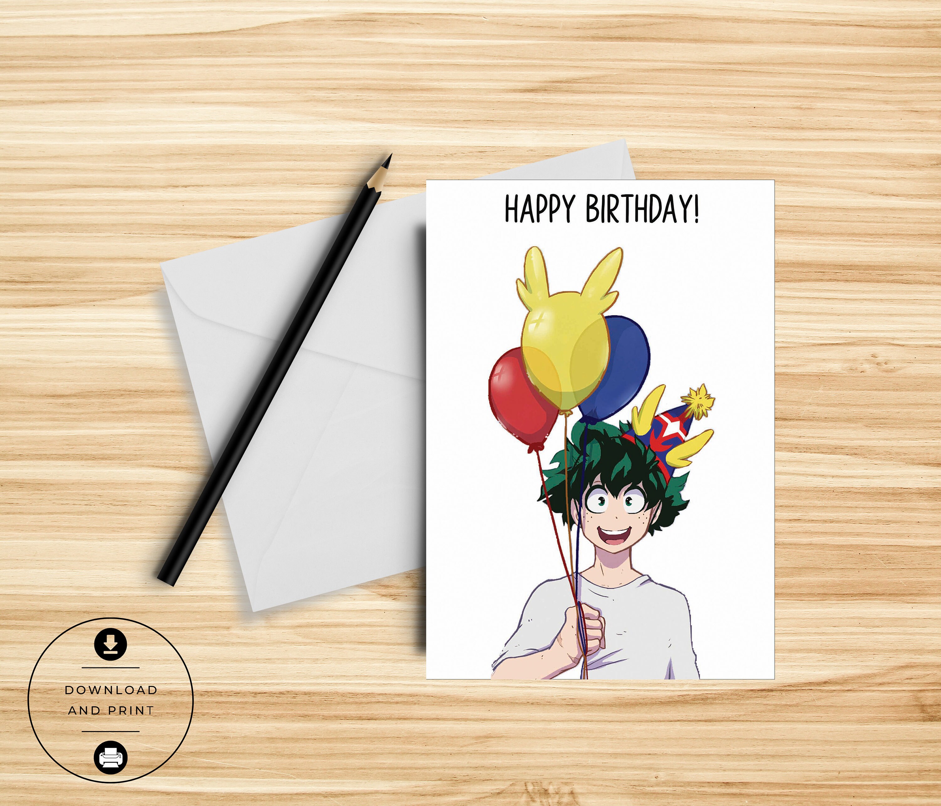 Anime Birthday Card Cute Birthday Card Funny Nerdy Printable Card Card ...