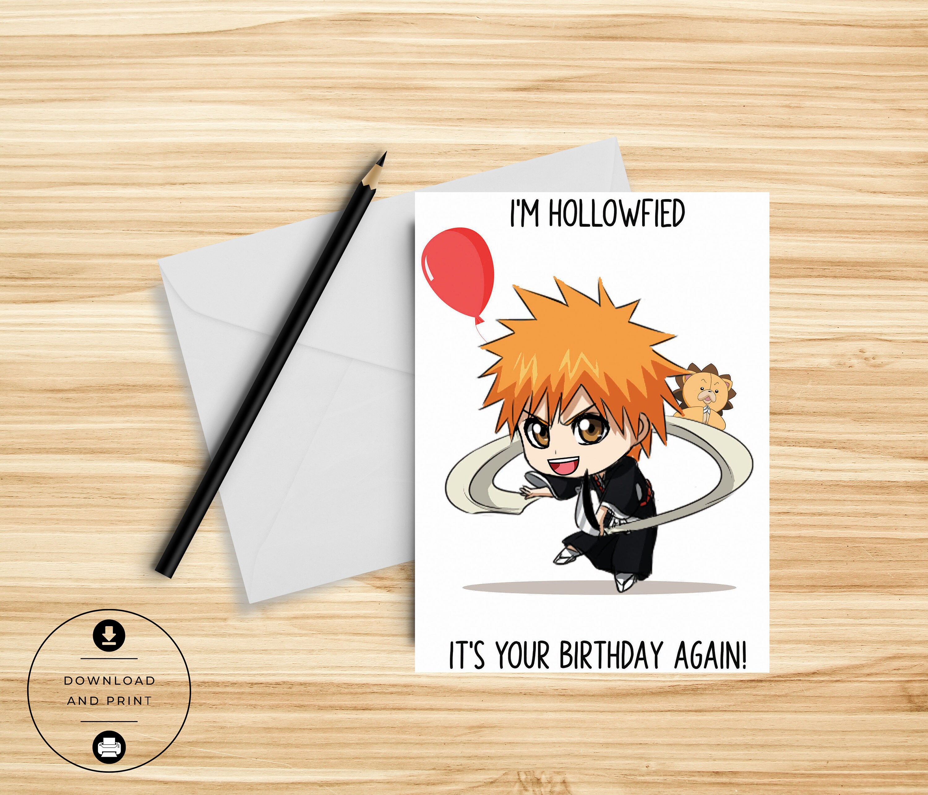 Anime Birthday Card Cute Birthday Card Funny Nerdy Printable Card Card ...