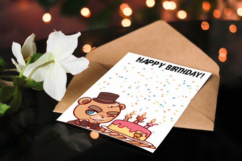 Five Nights at Freddy's Birthday Card Video Game Card Printable Digital ...