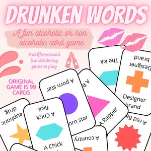Drunken Words: Ultimate Fun Drinking Card Game (Over 18&#39;s drinking game), Party Games, Drinking Games, Pre-Drinks Game, Digital Download