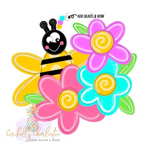 Bee Door Hanger Template | Digital Template | Door Hanger Template | Spring Door Hanger | Bee Template | Bee SVG | Flowers | Summer Door
