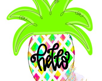 Modello di appendiabiti per porta ananas / Modello digitale / Modello di appendiabiti per porta / Modello di appendiabiti per porta primaverile / Modello di appendiabiti per porta Hello / Modello estivo