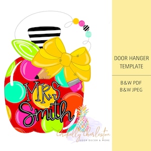TEACHER Door Hanger Template | Digital Template | Door Hanger Template | APPLE Door Hanger| School Template | Teacher | Teacher Door | Class