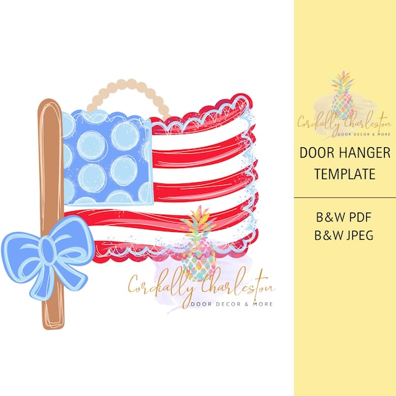 Patriotic Door Hanger Template | Digital Template | Door Hanger Template | Summer Door Hanger | Flag Template | Fourth of July | USA Digital