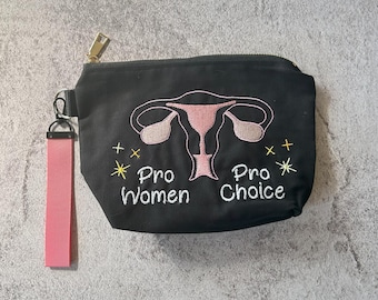 Kosmetyczka Pro Choice, feministyczna saszetka na zamek, haftowana kosmetyczka Pro Women, torebka aktywistki, feministyczny prezent dla niej