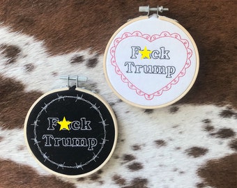 Embroidery Hoop Art, Liberal Political Decor, Anti Trump Gift, Handmade Wall Hanging 4 Inch