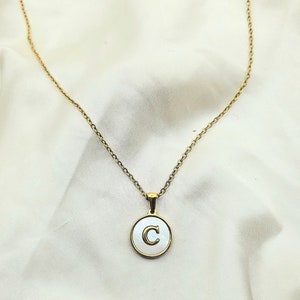 Gold Initial Necklace Gold Mother of Pearl Necklace Mother of Pearl Charm Necklace Pearl Necklace Gift for Her Gold Necklace Gift for Her