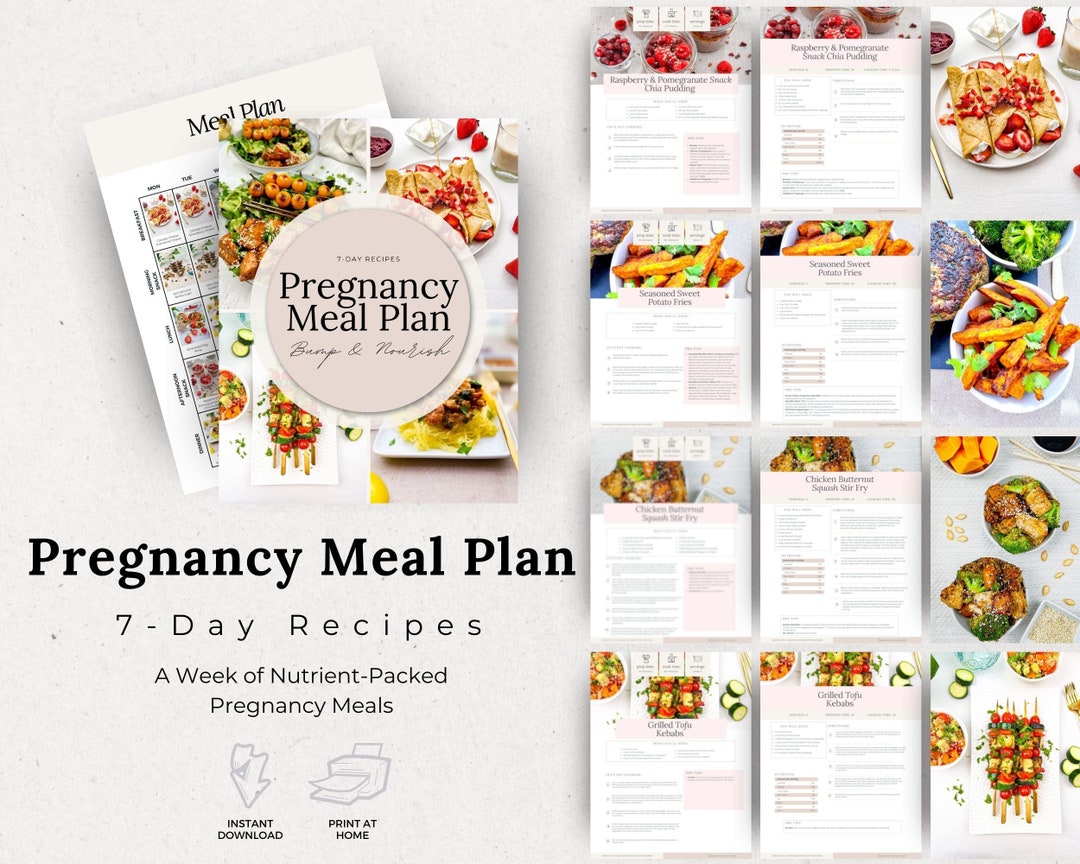 7day Recipe Pregnancy Meal Plan Food Prep Low Carb Diet Etsy