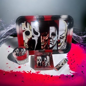 Horror Rolling Tray set | metal rolling tray | resin rolling tray set | cute rolling tray |gift ideas rolling tray for men | custom set