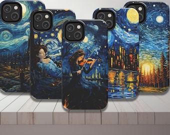 Vincent van Gogh-stijl telefoonhoesontwerp voor iPhone 14 13 12 11 Mini Pro Max, Xr, X, Xs Max, Xs, 8, Plus, 7, Plus, Se