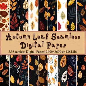 Autumn / Fall Seamless Repeat Pattern, Printable Digital Paper, Vintage Backgrounds