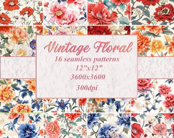 Vintage naadloze bloemmotief, vintage botanische digitale papier, bloemmotief achtergrond, bloemrijke patronen, aquarel bloemen,