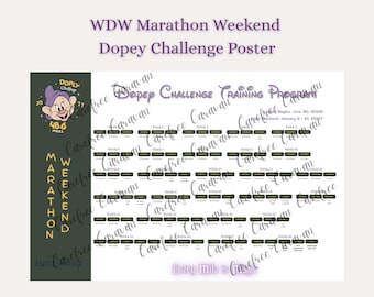 Dopey Challenge 2027 Training Poster | Marathon Race Weekend Poster (Digital Download)