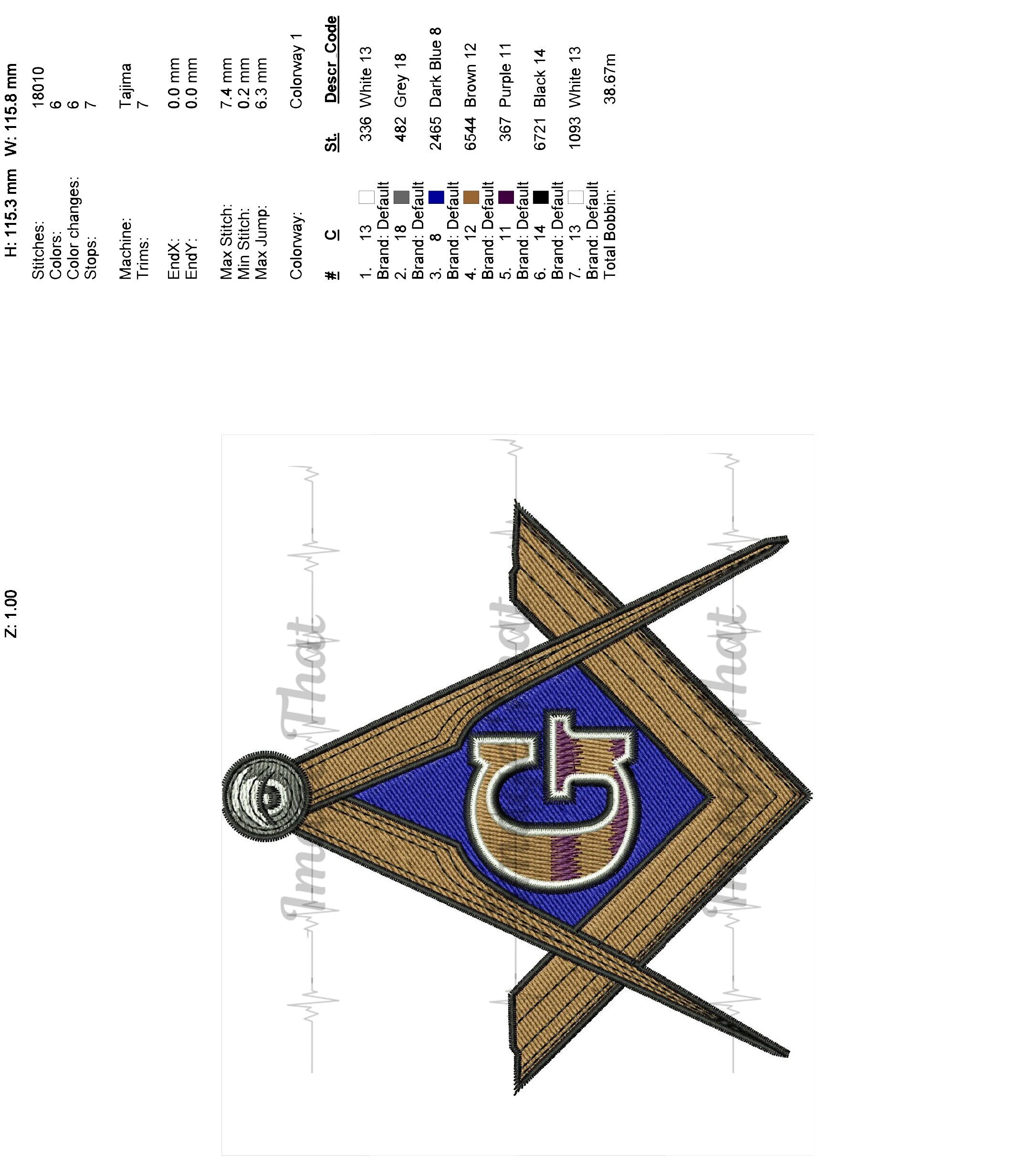 Freemasonry Embroidery Design Instant Digital Download DST Ready - Etsy