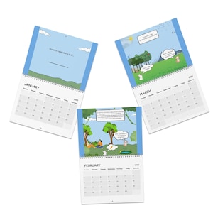 2025 Illustrated Calendar - Whimsical Design for Pet Lovers, Wall Decor, Gift Idea for Moms, Nature Theme, Home Office, Planner