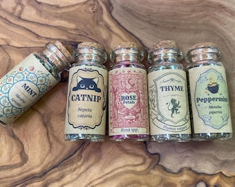Dried Botanicals in 10ml Glass Jars | Herbs, Flowers, Seeds & Roots | Botanical Craft Supplies