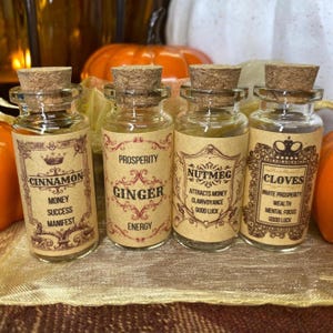 Vintage Labeled Spice Jars: DIY Herb Apothecary, Set of 4 (Empty Jars)