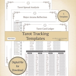 Tarot Journal Printable | Tarot Tracker & Reading Log, 78 Card Ledger, Major Arcana Tracker, Tarot Spread Analysis | Planner Insert PDF