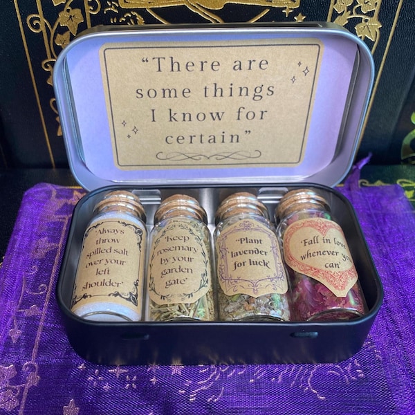 Taschenkollektion inspiriert von „Zauberhafte Schwestern“ | Mini-Altar | Reise-Hexen-Set | Geschenk für Bücherliebhaber | Zauberdose für die Hüttenhexe