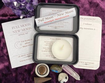 Full Moon & New Moon Ritual Kit | Lunar Ceremony Kit | Moon Ritual Gift Set | Manifestation Kit | Crystal Ritual Kit | Spiritual Gift