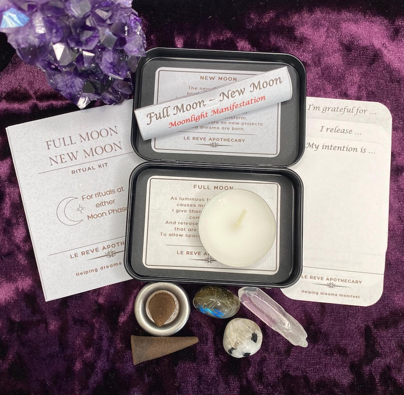 Full Moon New Moon Ritual Kit: Crystal Energy, Travel Altar - Etsy ...